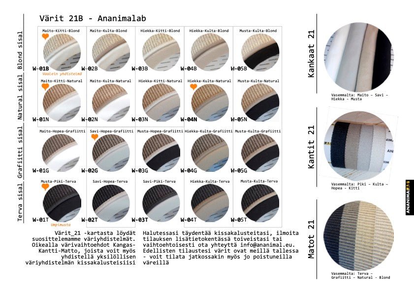 Valitse kissakalusteesi väri - Ananimalab.com
